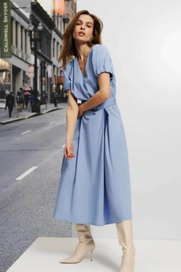 Sukienka damska, niebieska, Moodo