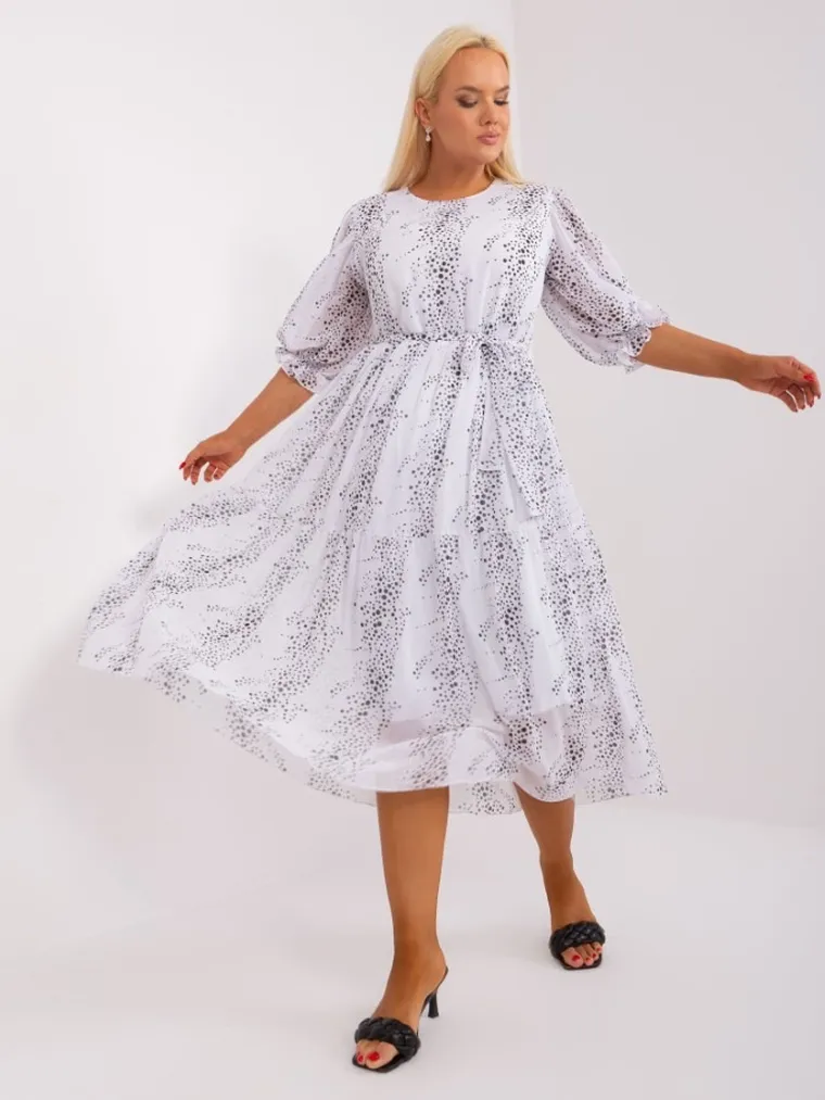 Sukienka damska, plus size, biała, Lakerta