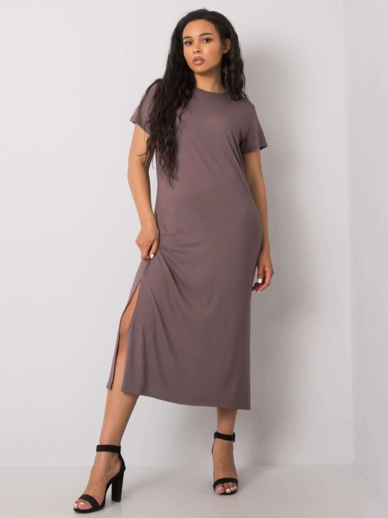 Sukienka damska, plus size, brązowa, Basic Feel Good