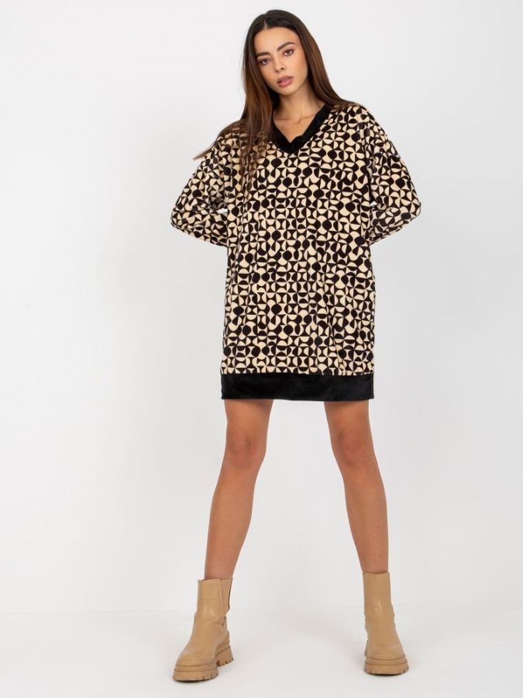 Sukienka damska, welurowa, mix, Rue Paris