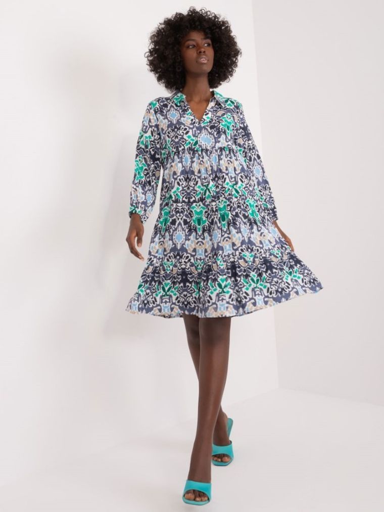 Sukienka damska z długim rękawem, granatowa, Sublevel