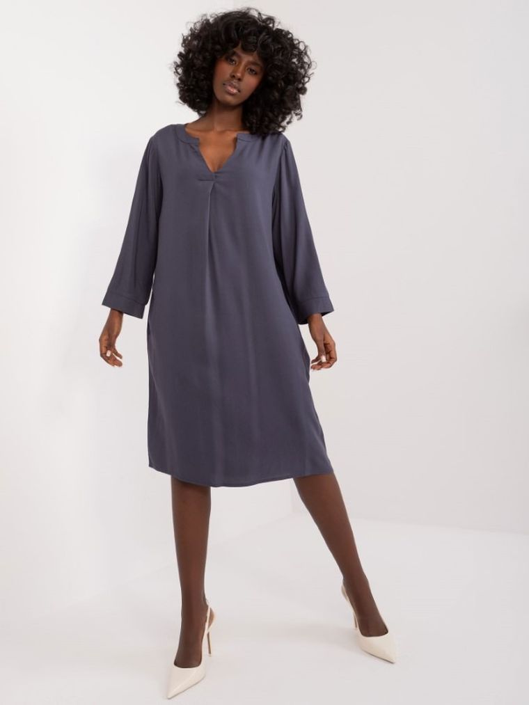 Sukienka damska z długim rękawem, niebieska, Sublevel