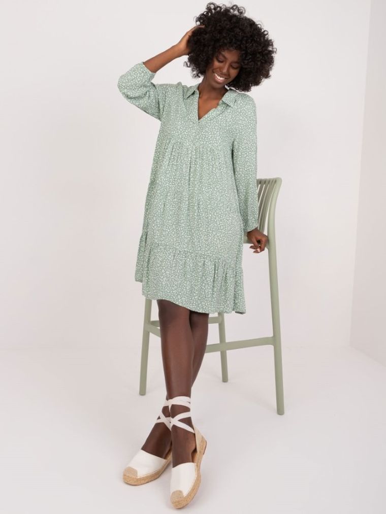 Sukienka damska z długim rękawem, zielona, Sublevel