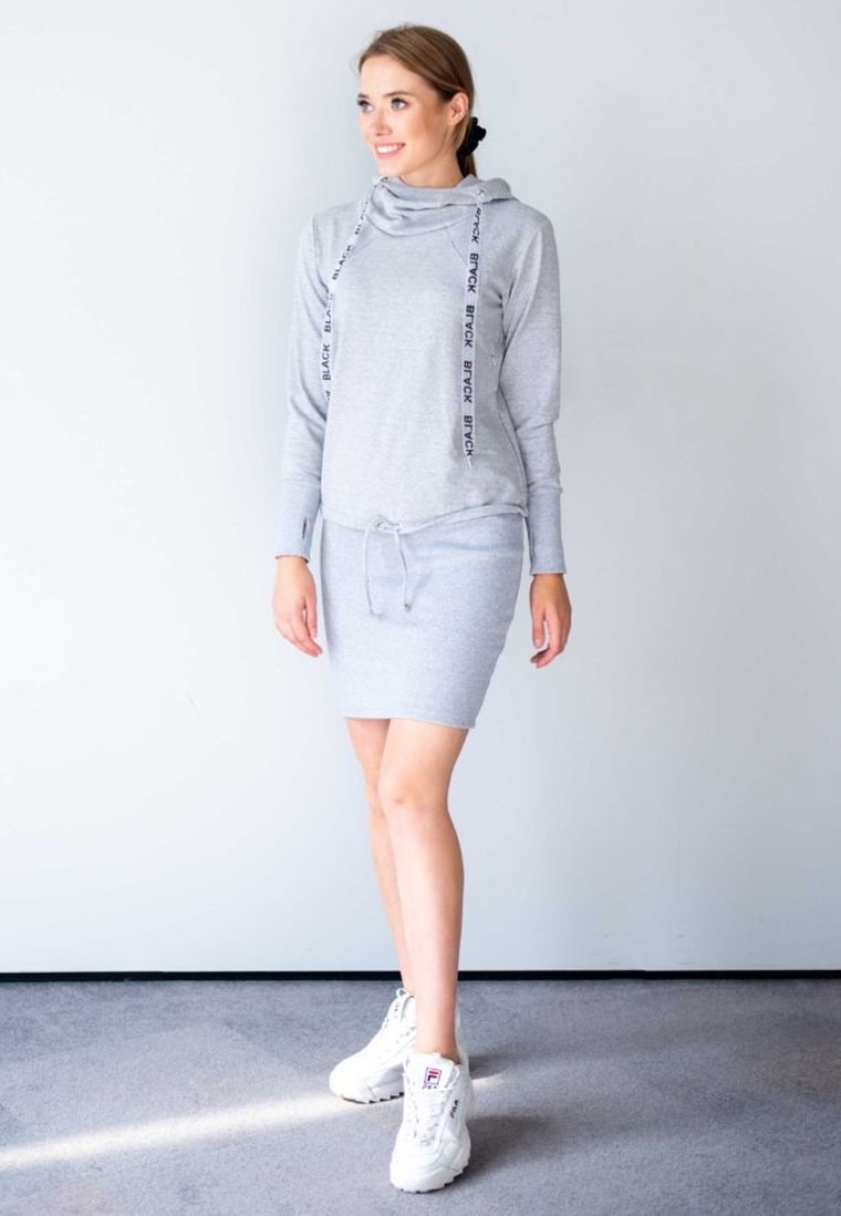 Sukienka damska z kapturem, ciążowa, szara, Miracle