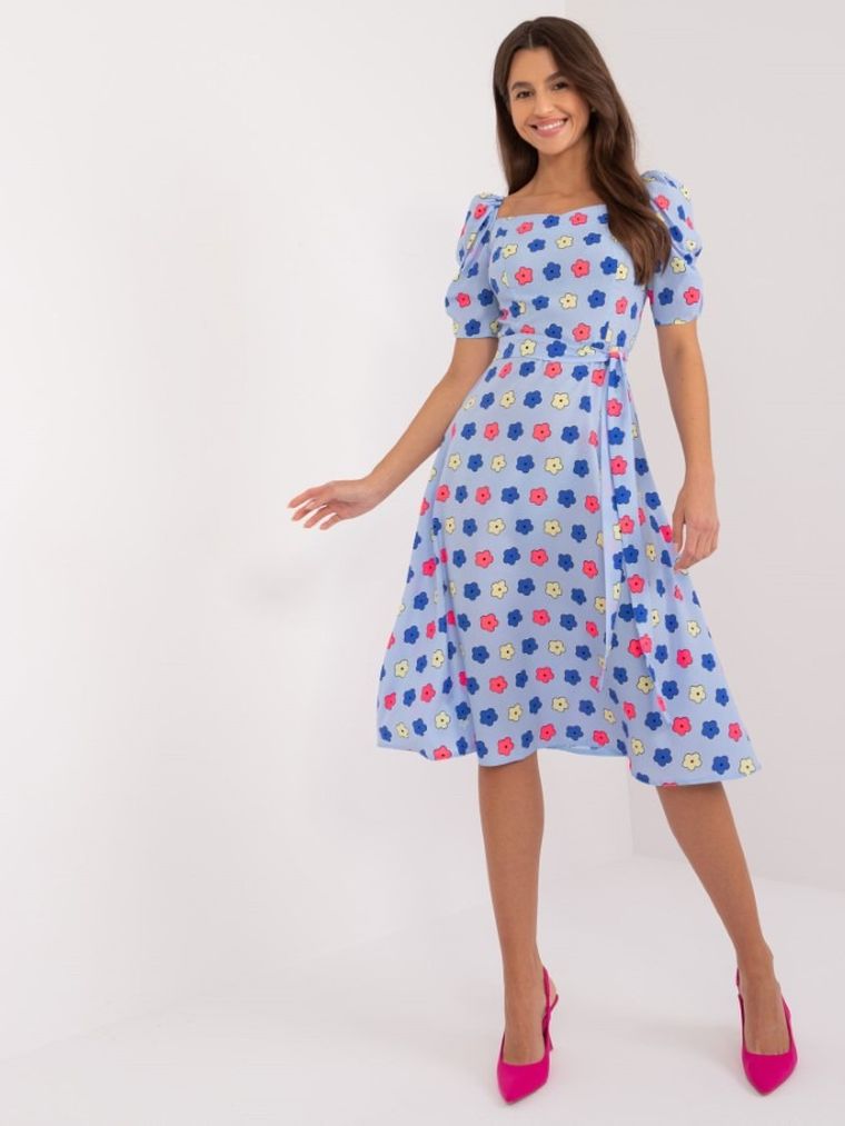 Sukienka damska z krótkim rękawem, niebieska, Lakerta