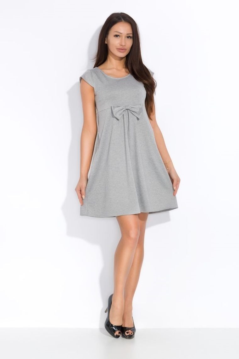 Sukienka damska z krótkim rękawem, szara, Ilunari