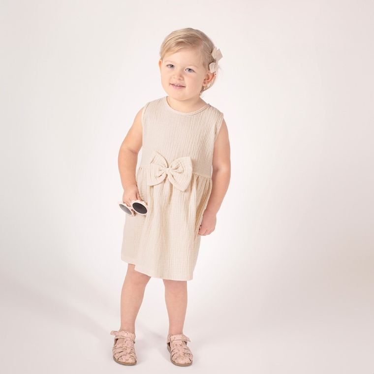 Sukienka dziewczęca bez rękawów, beżowa, Nicol
