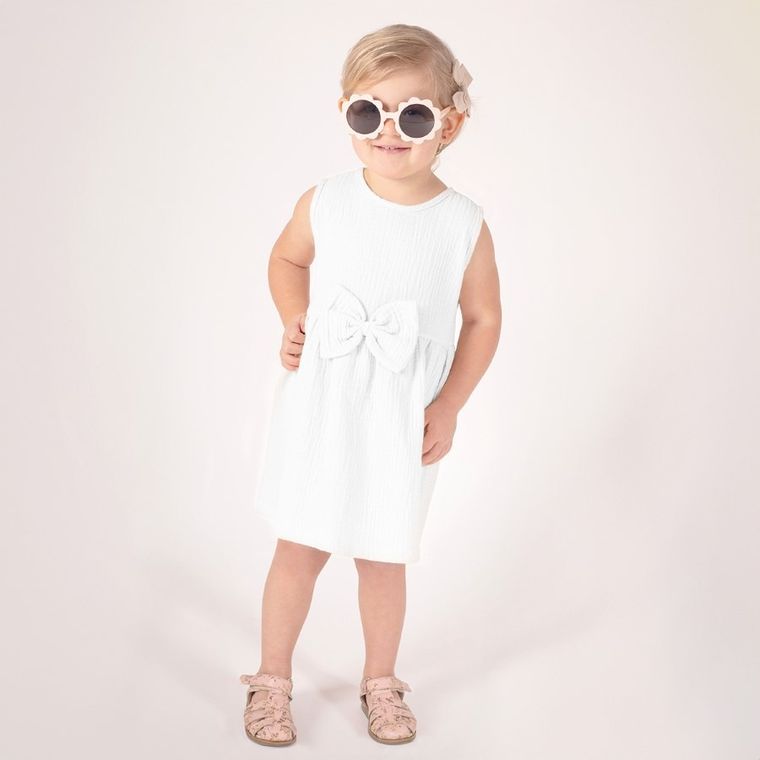 Sukienka dziewczęca bez rękawów, biała, Nicol