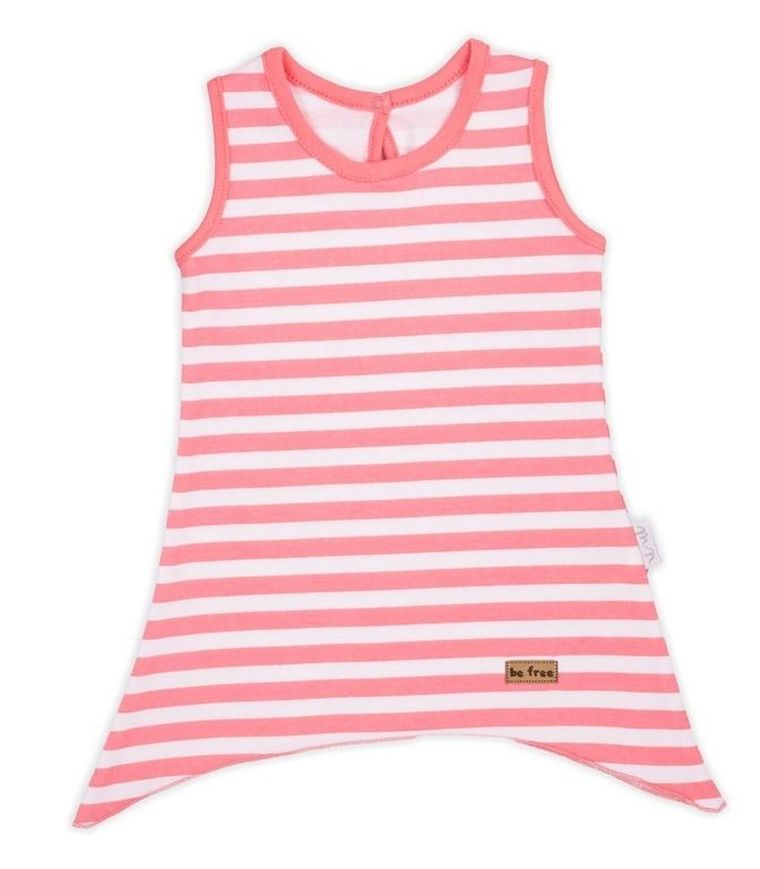 Sukienka dziewczęca bez rękawów, biało-koralowa, Nicol