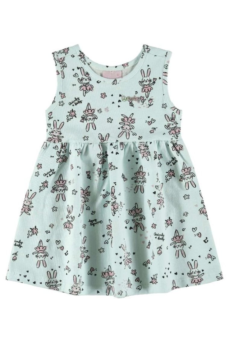 Sukienka dziewczęca bez rękawów, miętowa, Quimby