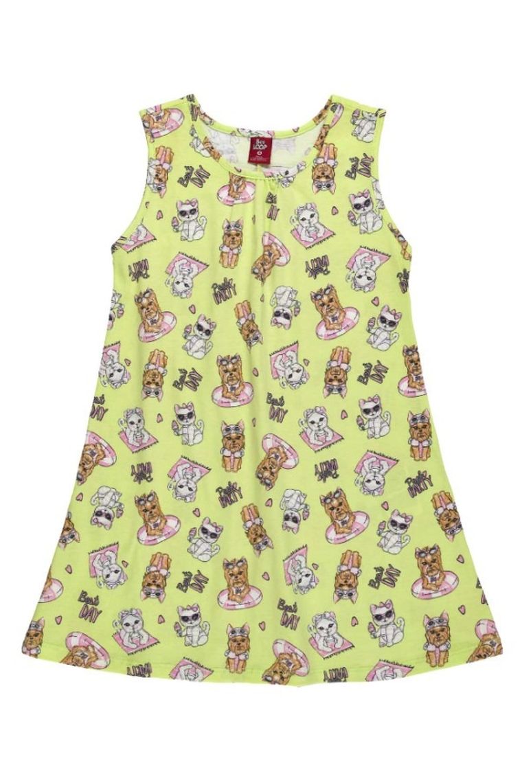 Sukienka dziewczęca bez rękawów, zielona, Be Loop