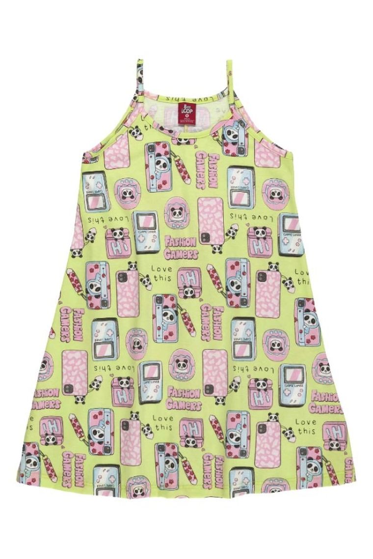 Sukienka dziewczęca na ramiączka, zielona, Be Loop