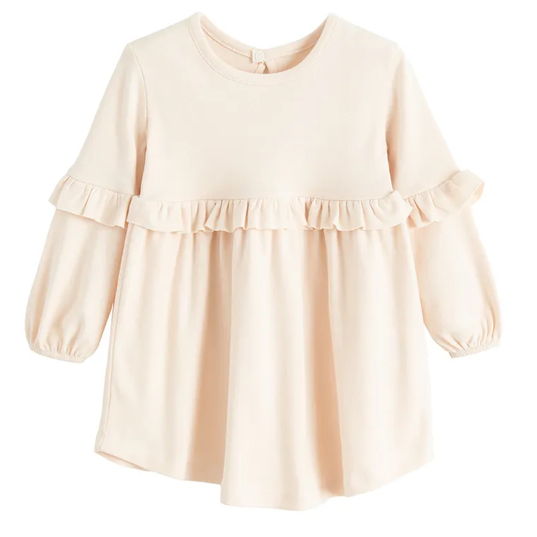 Sukienka dziewczęca z długim rękawem, beżowa, Nicol