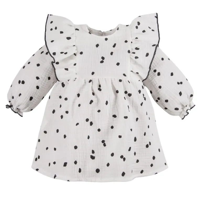 Sukienka dziewczęca z długim rękawem, biała, Eevi