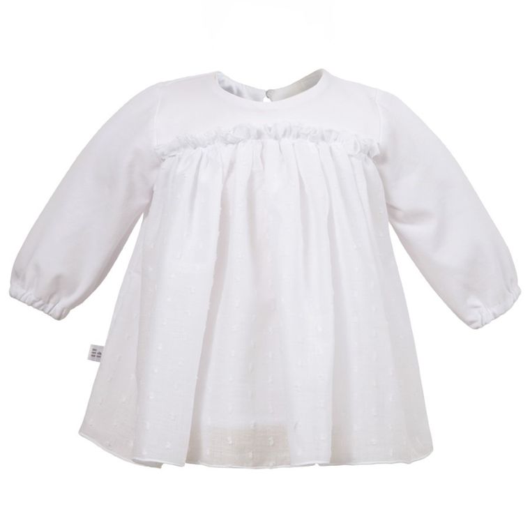 Sukienka dziewczęca z długim rękawem, biała, Eevi