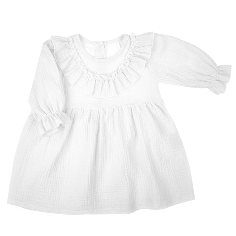 Sukienka dziewczęca z długim rękawem, biała, Nicol