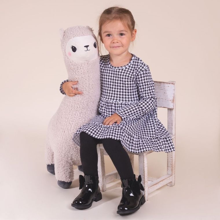 Sukienka dziewczęca z długim rękawem, biało-czarna, Nicol