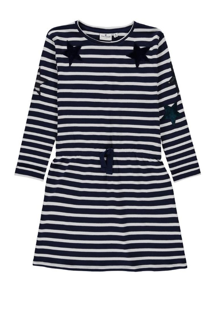 Sukienka dziewczęca z długim rękawem, biało-granatowa, Tom Tailor