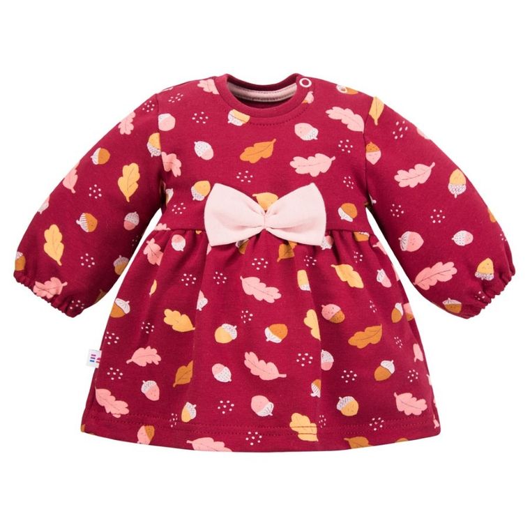 Sukienka dziewczęca z długim rękawem, bordowa, Eevi