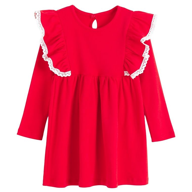 Sukienka dziewczęca z długim rękawem, czerwona, Nicol