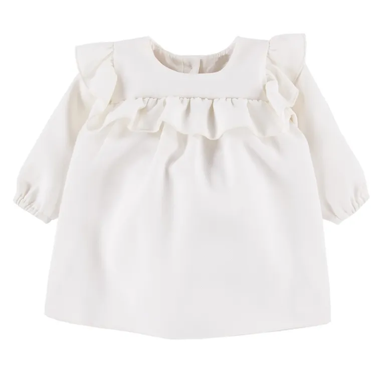 Sukienka dziewczęca z długim rękawem, ecru, Eevi