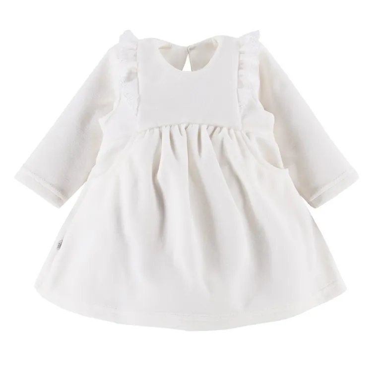 Sukienka dziewczęca z długim rękawem, ecru, Eevi