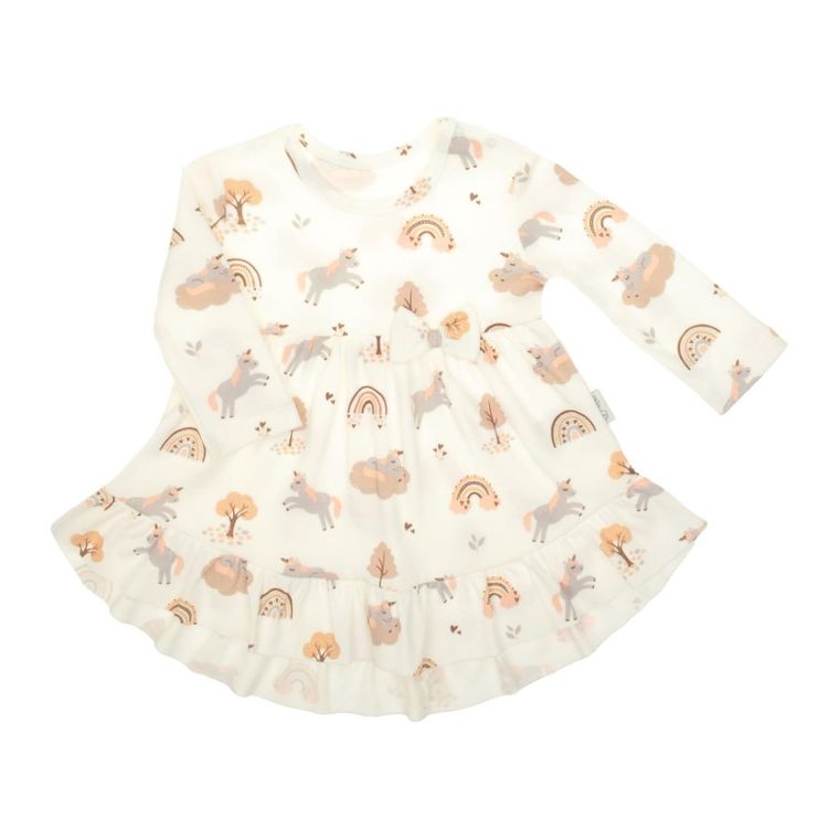 Sukienka dziewczęca z długim rękawem, ecru, Nicol