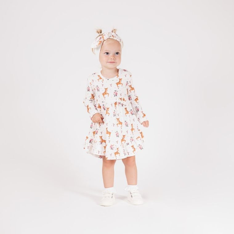 Sukienka dziewczęca z długim rękawem, ecru, Nicol