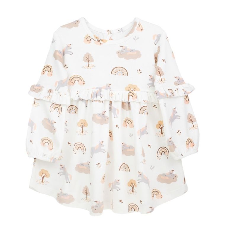 Sukienka dziewczęca z długim rękawem, ecru, Nicol