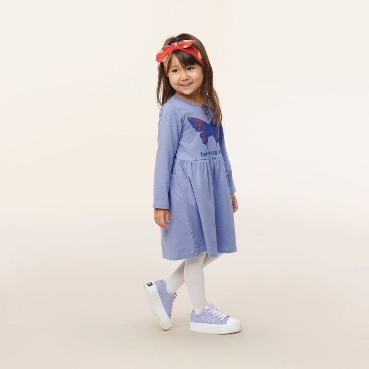 Sukienka dziewczęca z długim rękawem, fioletowa, Pinokio