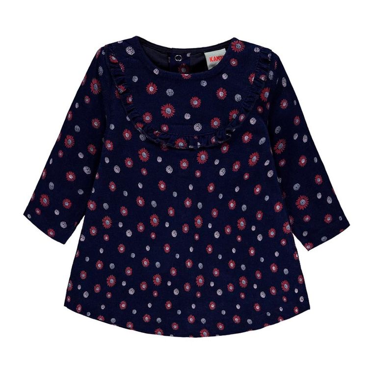 Sukienka dziewczęca z długim rękawem, granatowa, Kanz
