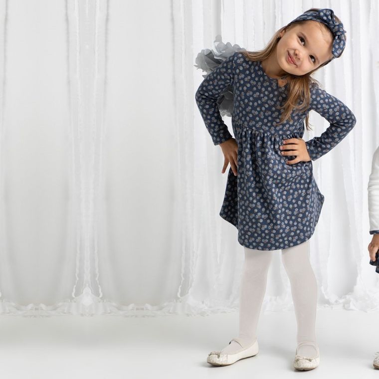 Sukienka dziewczęca z długim rękawem, granatowa, Nicol