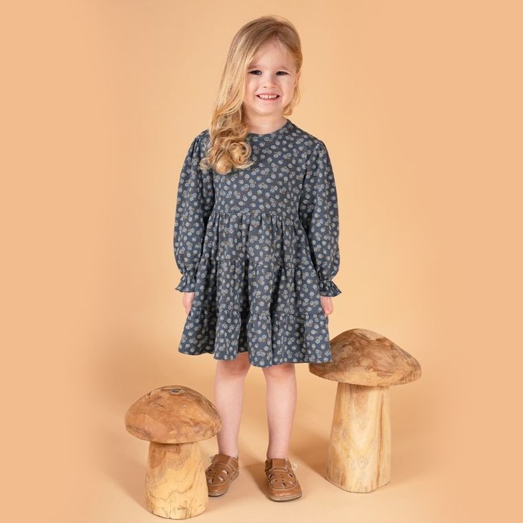 Sukienka dziewczęca z długim rękawem, granatowa, Nicol