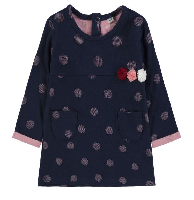 Sukienka dziewczęca z długim rękawem, granatowo-różowa, Tom Tailor