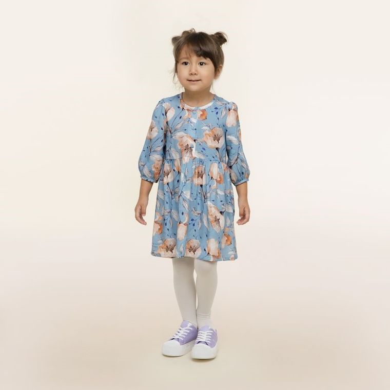 Sukienka dziewczęca z długim rękawem, niebieska, Pinokio