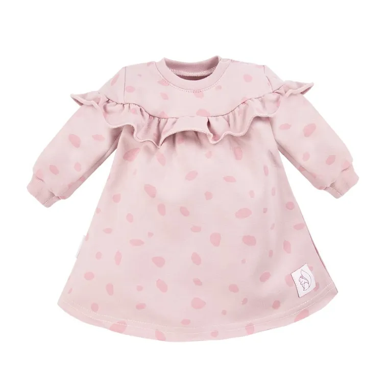 Sukienka dziewczęca z długim rękawem, różowa, Eevi