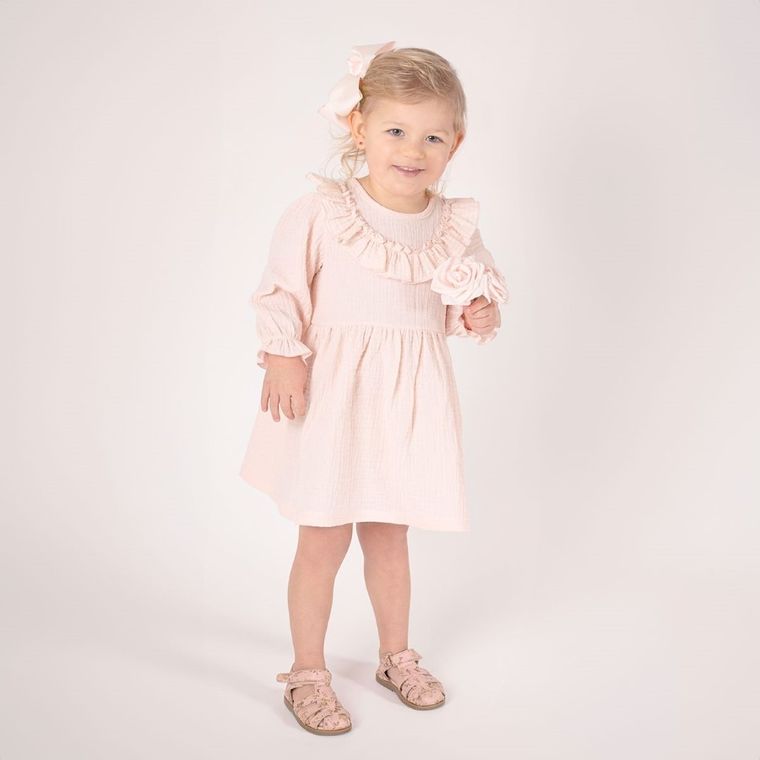 Sukienka dziewczęca z długim rękawem, różowa, Nicol