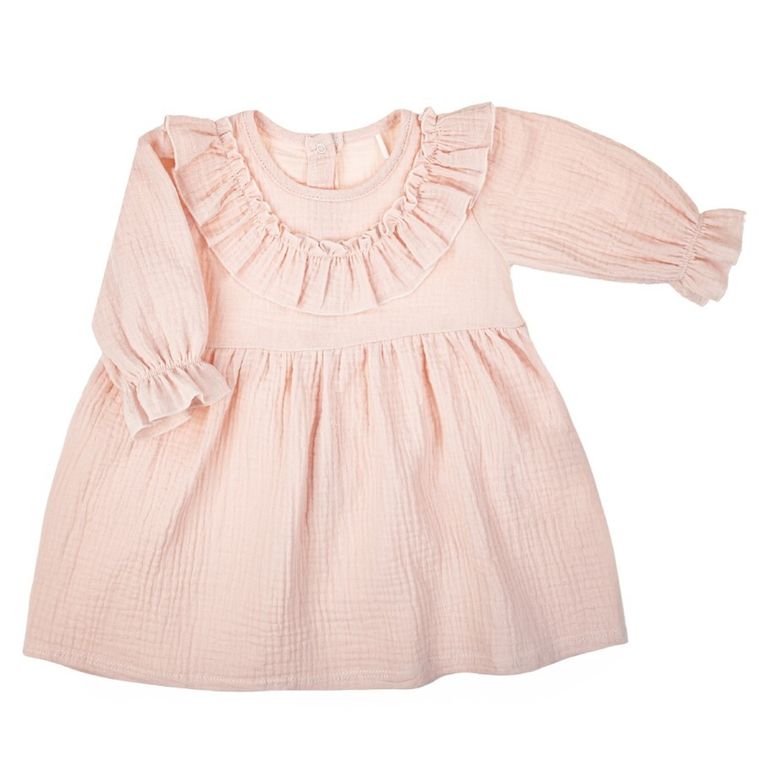 Sukienka dziewczęca z długim rękawem, różowa, Nicol