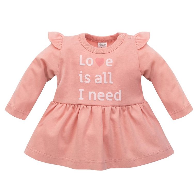 Sukienka dziewczęca z długim rękawem, różowa, Pinokio