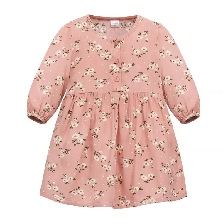 Sukienka dziewczęca z długim rękawem, różowa, Pinokio