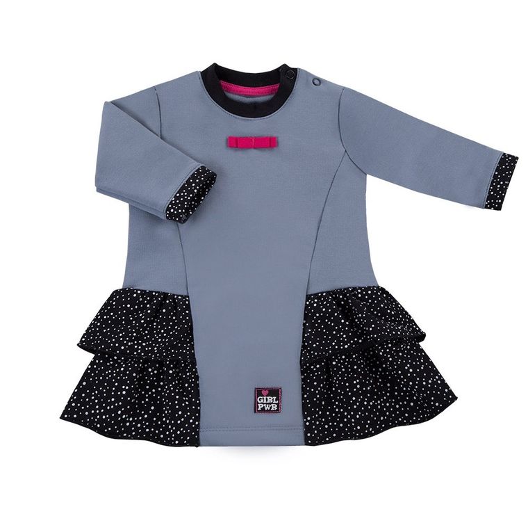 Sukienka dziewczęca z długim rękawem, szara, Eevi