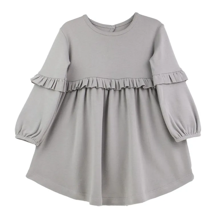 Sukienka dziewczęca z długim rękawem, szara, Nicol
