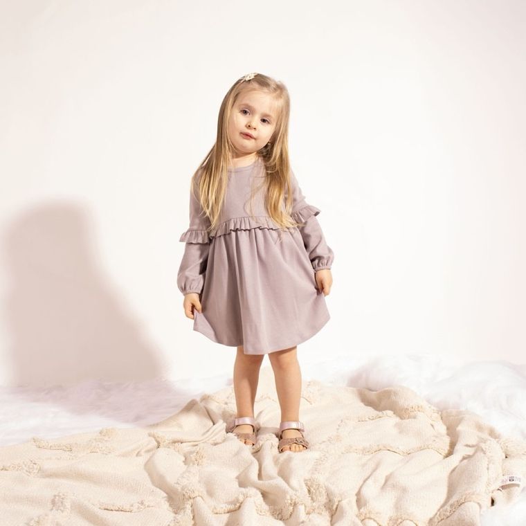 Sukienka dziewczęca z długim rękawem, szara, Nicol