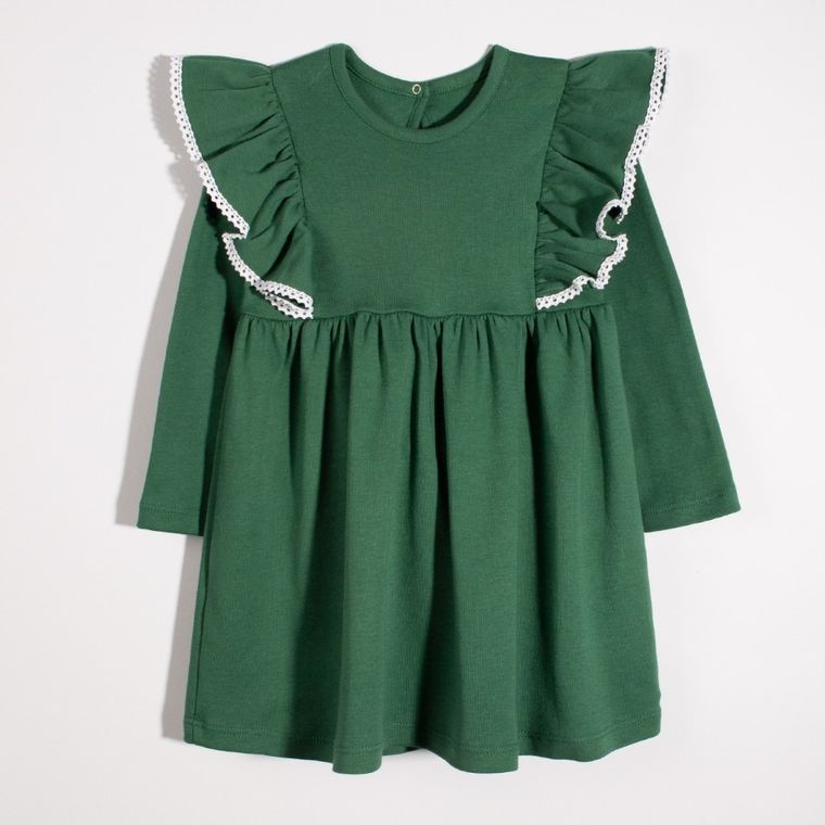 Sukienka dziewczęca z długim rękawem, zielona, Nicol