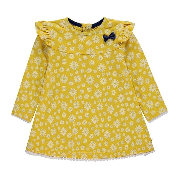 Sukienka dziewczęca z długim rękawem, żółta, Kanz
