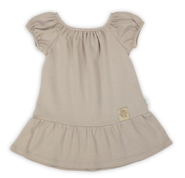 Sukienka dziewczęca z krótkim rękawem, beżowa, Nicol
