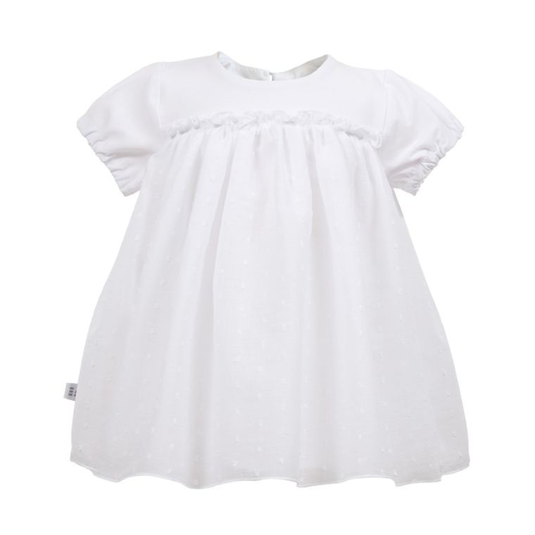 Sukienka dziewczęca z krótkim rękawem, biała, Eevi