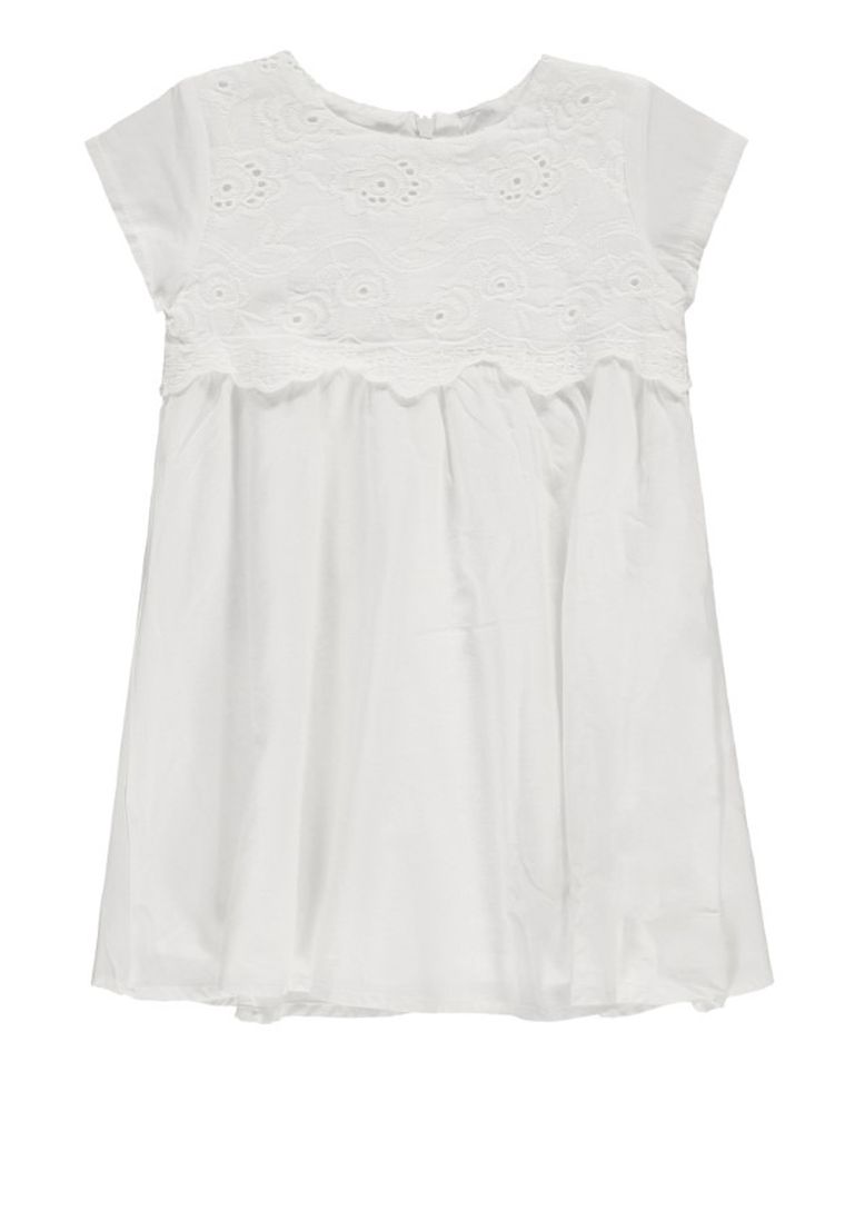 Sukienka dziewczęca z krótkim rękawem, biała, haftowana, Königsmuhle