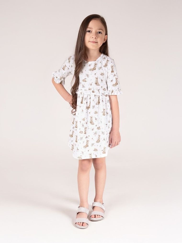 Sukienka dziewczęca z krótkim rękawem, biała, Nicol