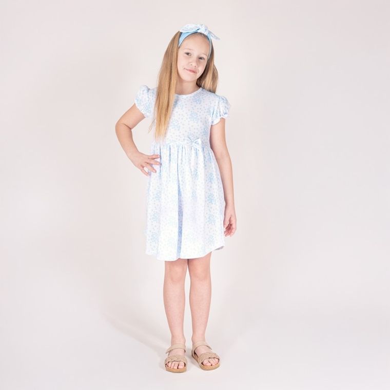 Sukienka dziewczęca z krótkim rękawem, biała, Nicol